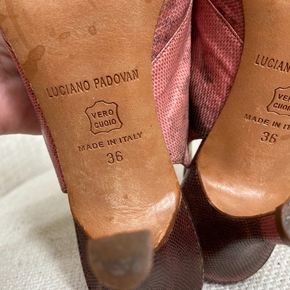 Snakeskin Heels Vintage Leather Pink Stilettos Italian Size 6 36 Luciano Padovan - Picture 10 of 12
